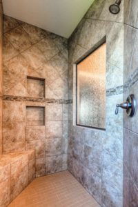 Sweetwater Creek New Homes in Spring Hill, KS Master Shower with Decorative Tile